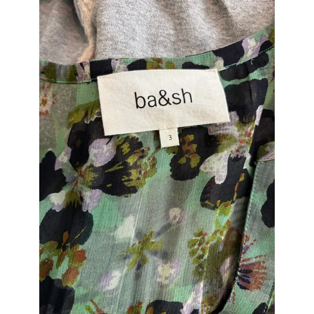 BA&SH Floral Hooper Maxi Dress Size 3 (Large) Green Watercolor Boho Cottagecore - Picture 8 of 11